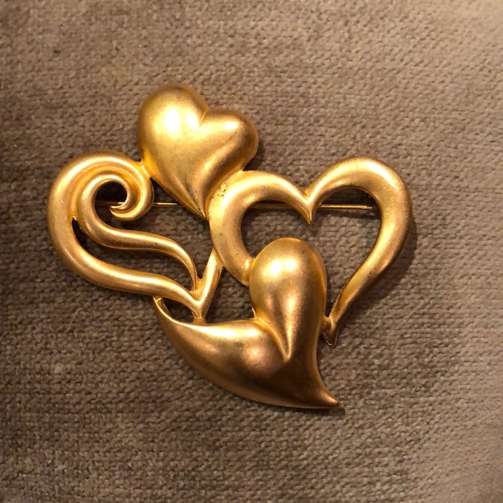 Vintage M.Jent Signed Rare Multi Heart Brooch